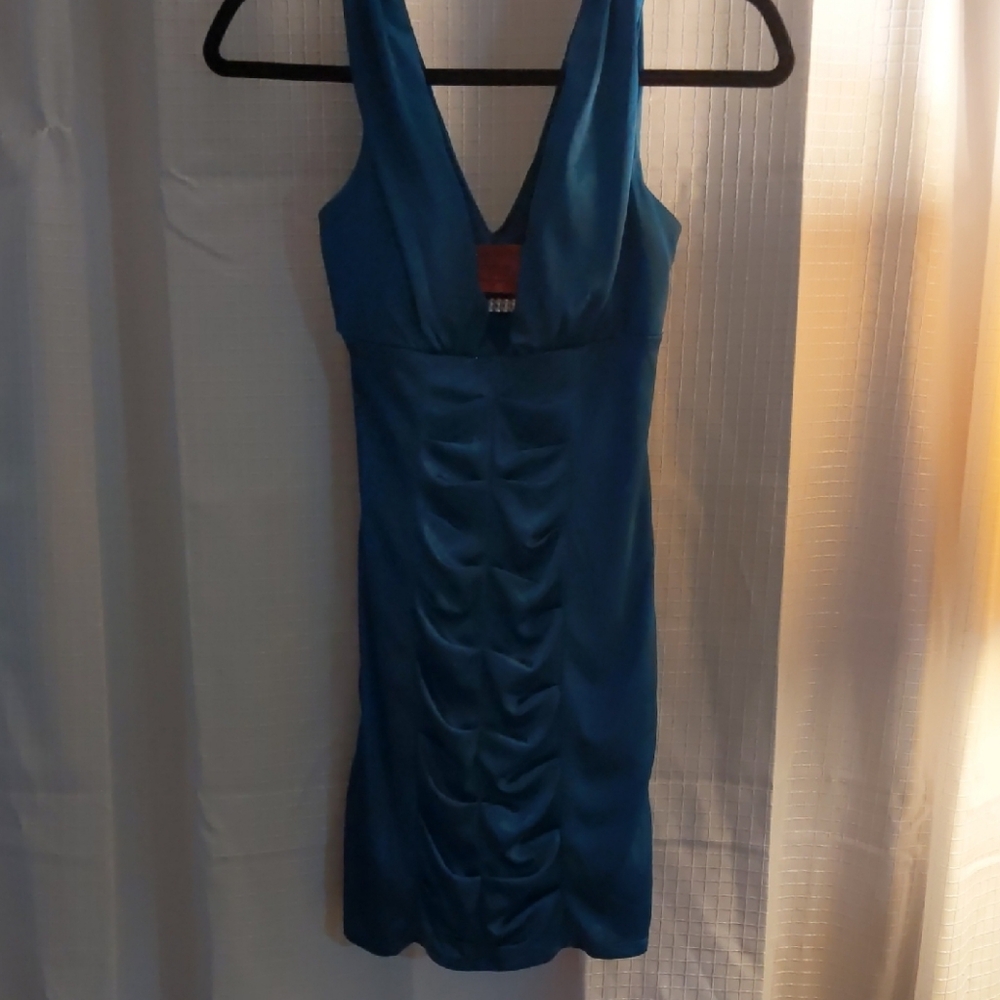 Elegant Teal Sleeveless Mini Dress
